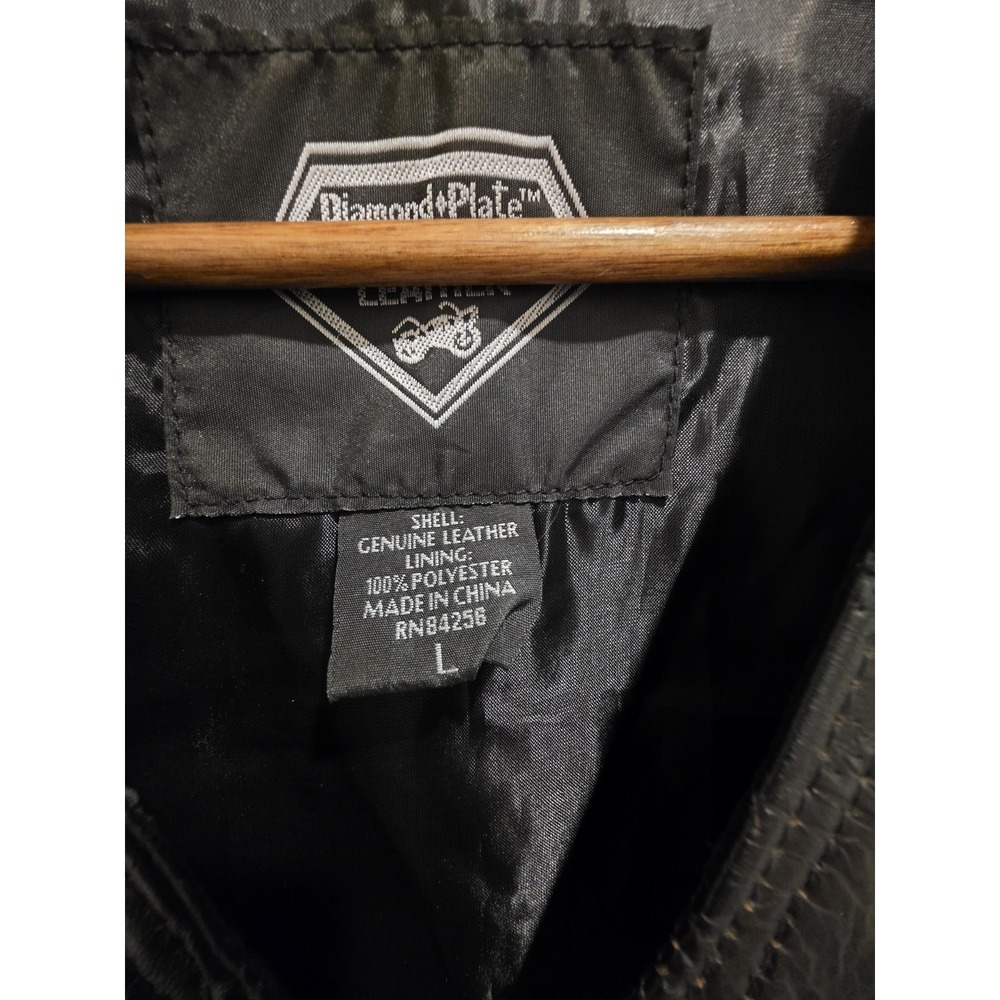 Diamond Plate Buffalo Leather Biker Motorcycle Vest Large  Patches.        Sku 3 - Picture 7 of 14